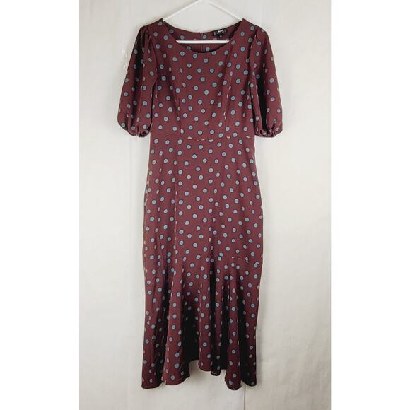 B Collection by Bobeau Dara puff sleeve polka dot maxi dress Size small Retro - Picture 3 of 10